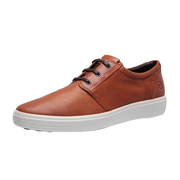 Ecco Other - Ecco Men's Soft 7 Plain Toe Sneaker Lace Up Leather Comfort Oxford Shoe Cognac